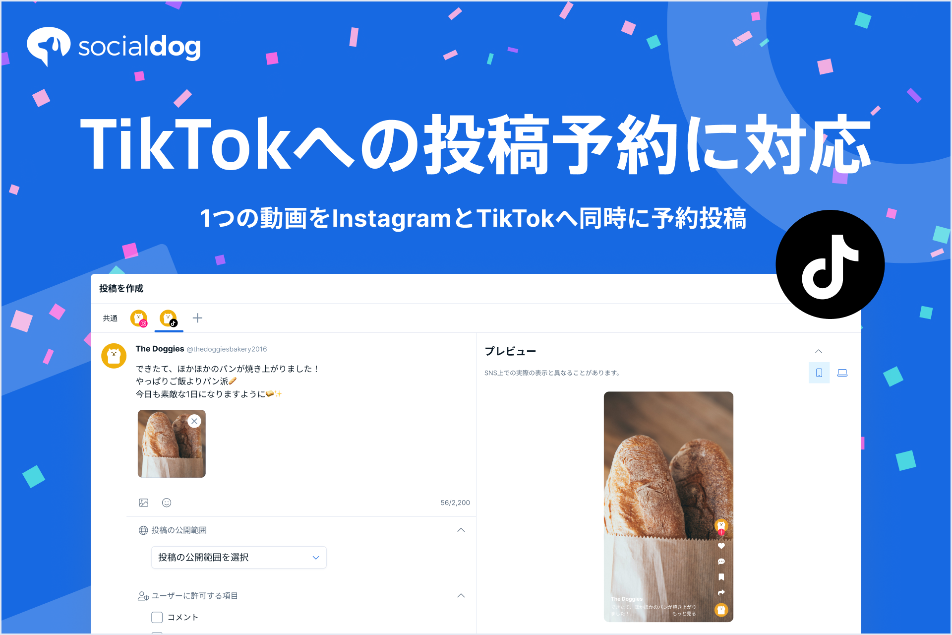 SNS管理ツール「SocialDog」、TikTokへの投稿に対応